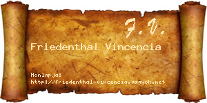 Friedenthal Vincencia névjegykártya